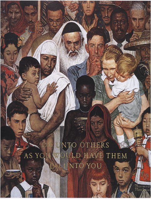 Rockwell painting - diverse group of people